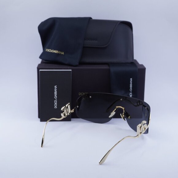 Dolce & Gabbana DG2320 02/87 Shield Sunglasses - Shiny Gold/Grey - Picture 10 of 10